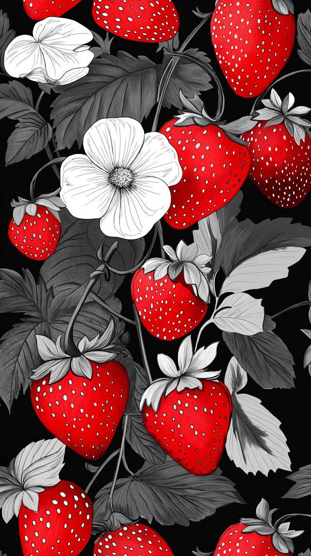 Vibrant Strawberries on Monochrome Background