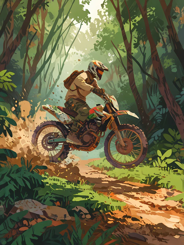 Motorcyclist in Forest