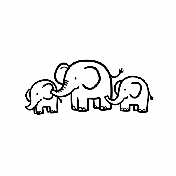 Elephant Family Illustration