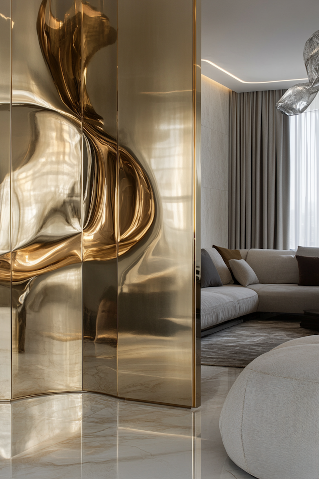 Luxurious Interior with Golden Partition