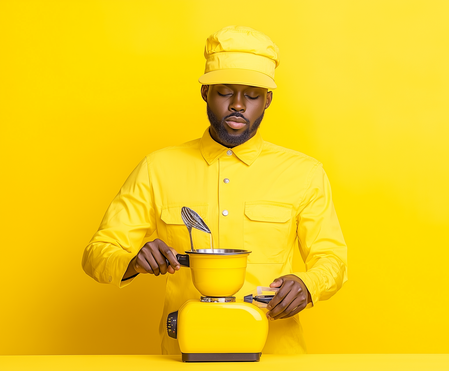 Man in Yellow Cooking