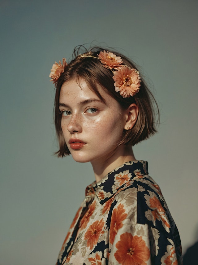 Portrait of a Young Woman with Floral Headband