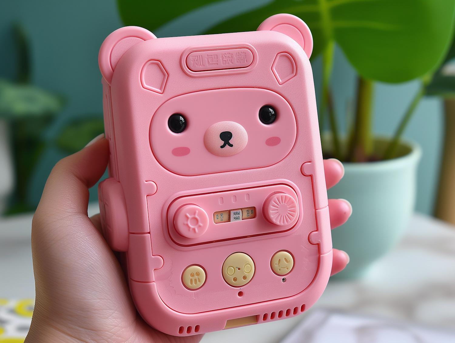 Retro-Inspired Pink Bear Handheld Device