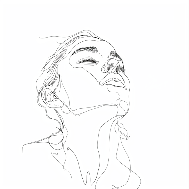 Minimalist Line Drawing of a Human Face