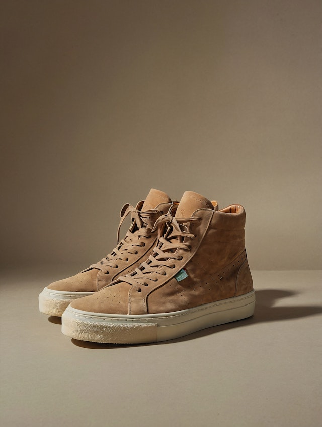 High-Top Sneakers on Neutral Background