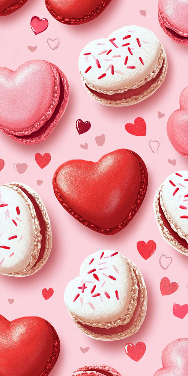 Heart-Shaped Macarons and Candies