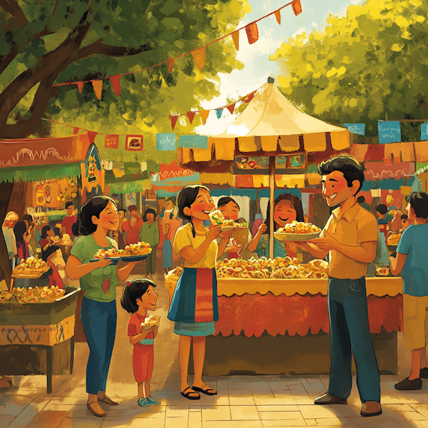 Vibrant Street Food Market Scene