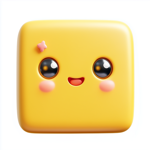 Cheerful Yellow Square Character