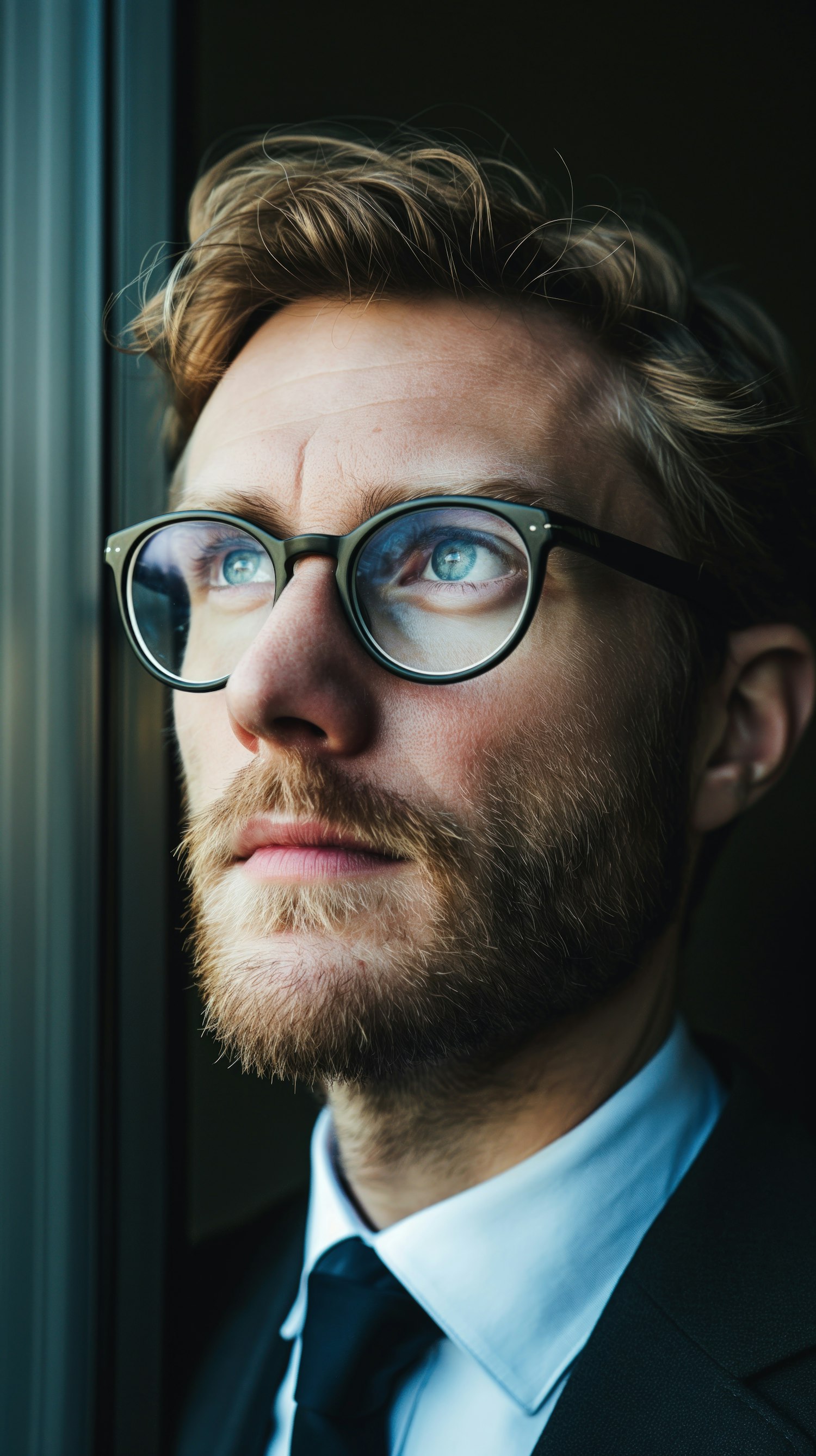 Contemplative Man in Suit