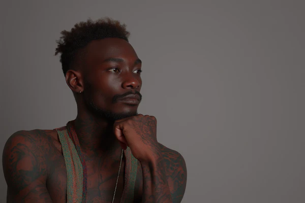 Thoughtful Tattooed Individual