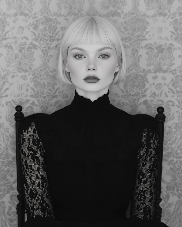 Elegant Portrait with Platinum Blonde Bob