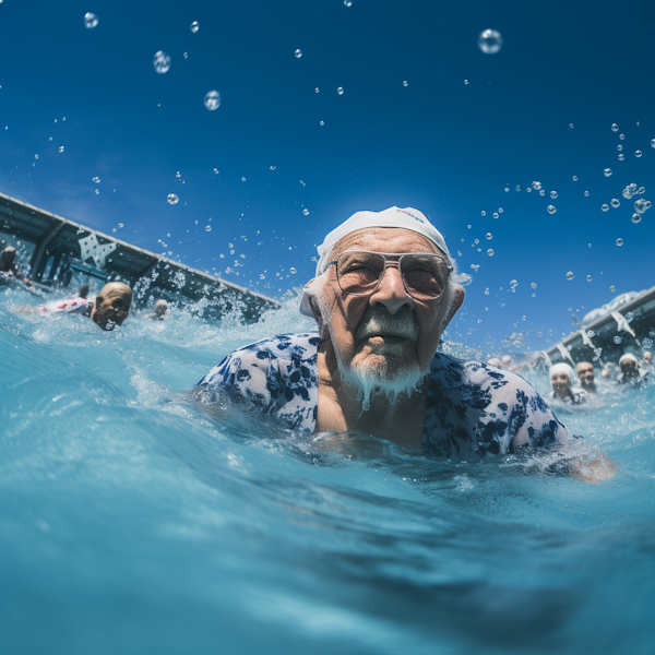 Determined Senior Swimmer in Action