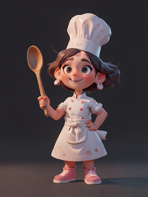 3D Chef Girl Character