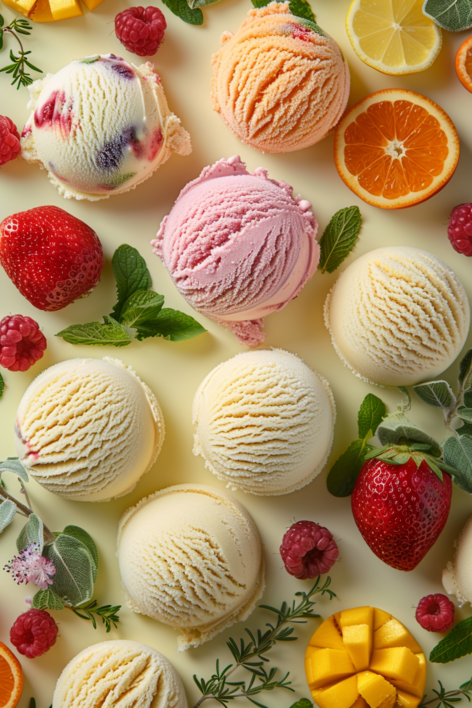 Assorted Ice Cream with Fresh Fruits