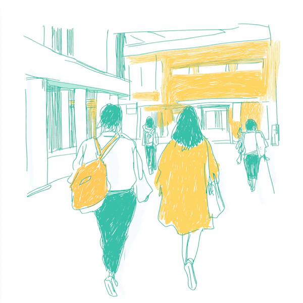 People Walking in Corridor