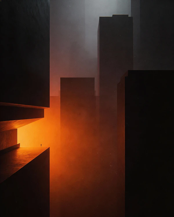 Surreal Foggy Cityscape