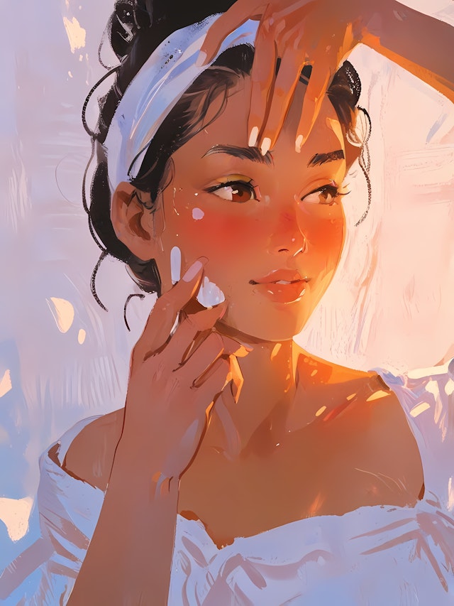 Woman Applying Skincare