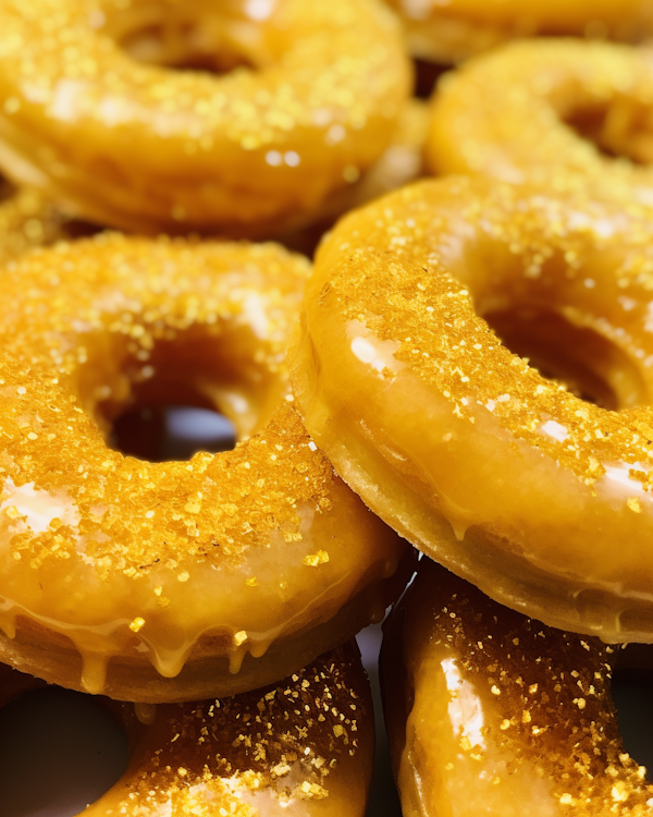 Glazed Golden-Brown Sugar-Crystal Doughnuts