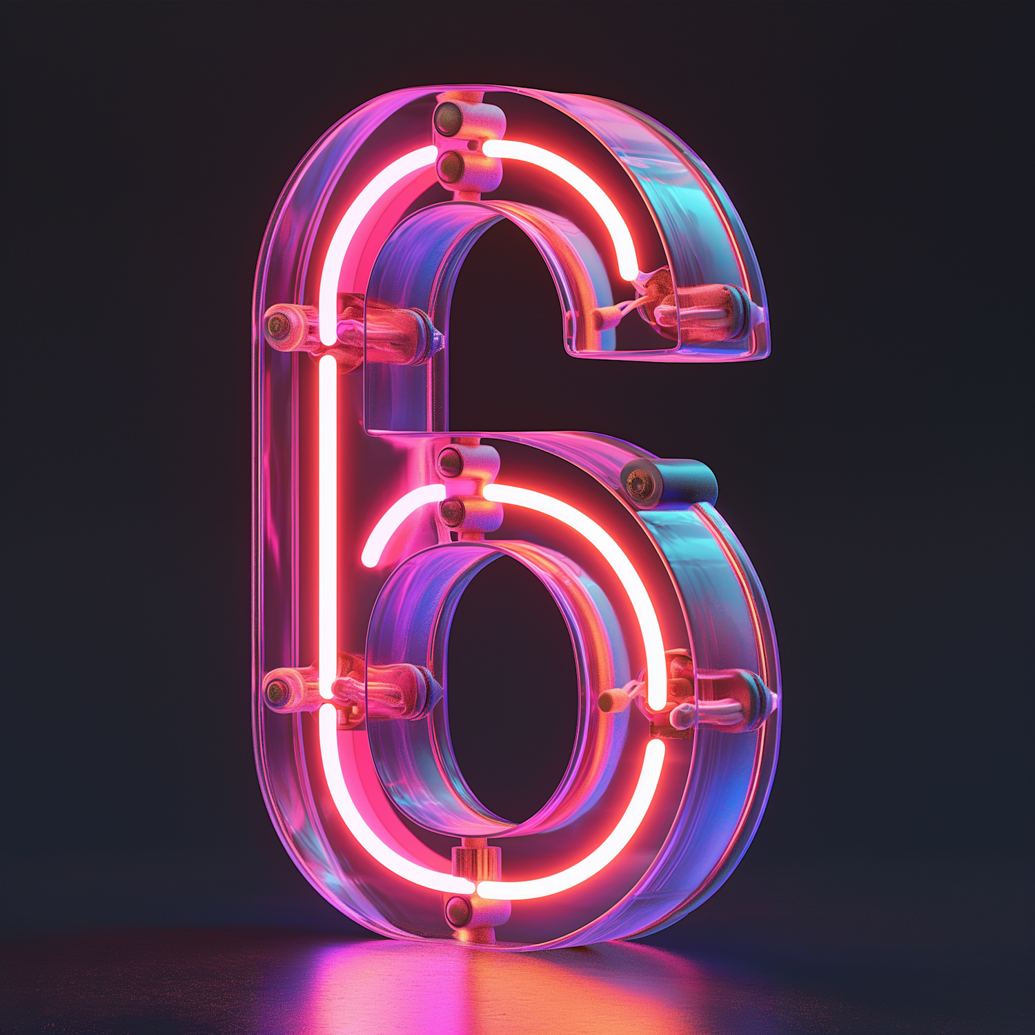 Neon Number 6