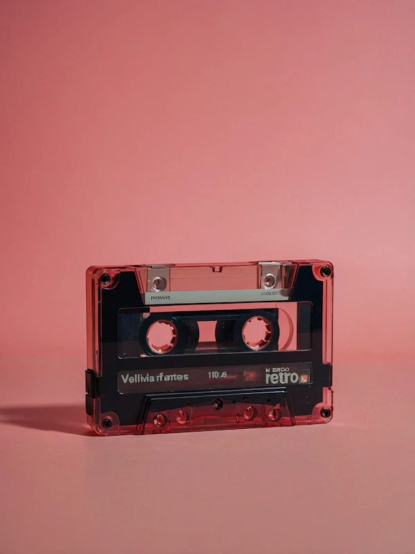 Vintage Audio Cassette on Pink Background
