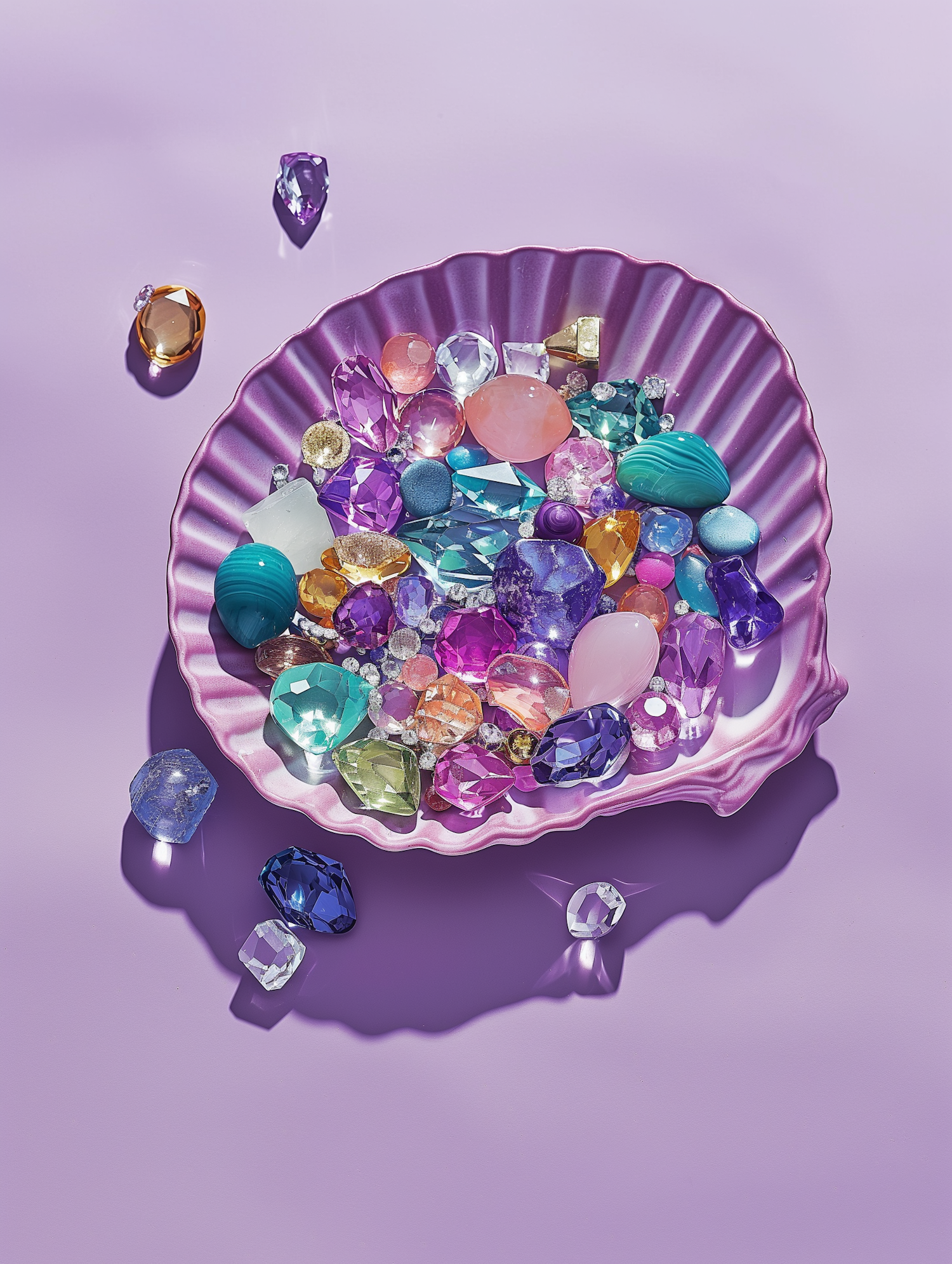 Lavish Gems in Purple Shell Dish