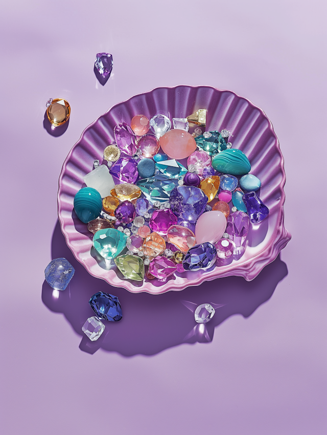 Lavish Gems in Purple Shell Dish