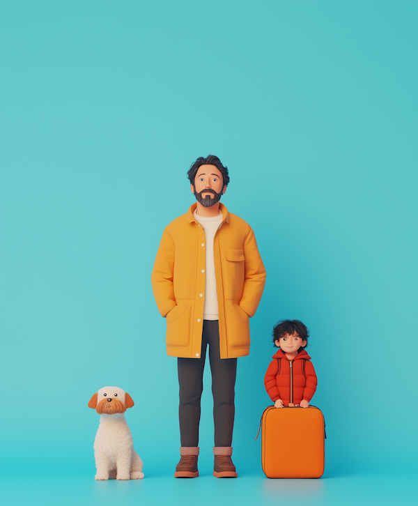 Animated Family with Dog