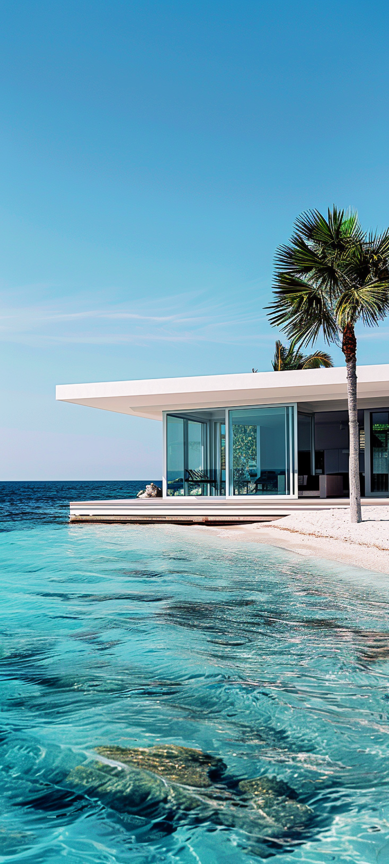 Modern Beach House with Tropical Scenery
