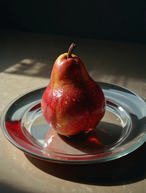 Dramatic Pear on Glass Plate