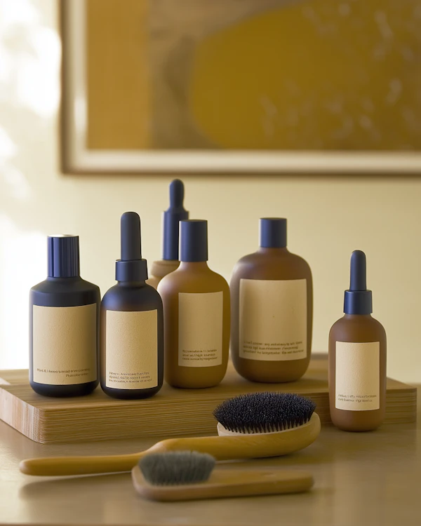 Skincare Collection on Wooden Surface