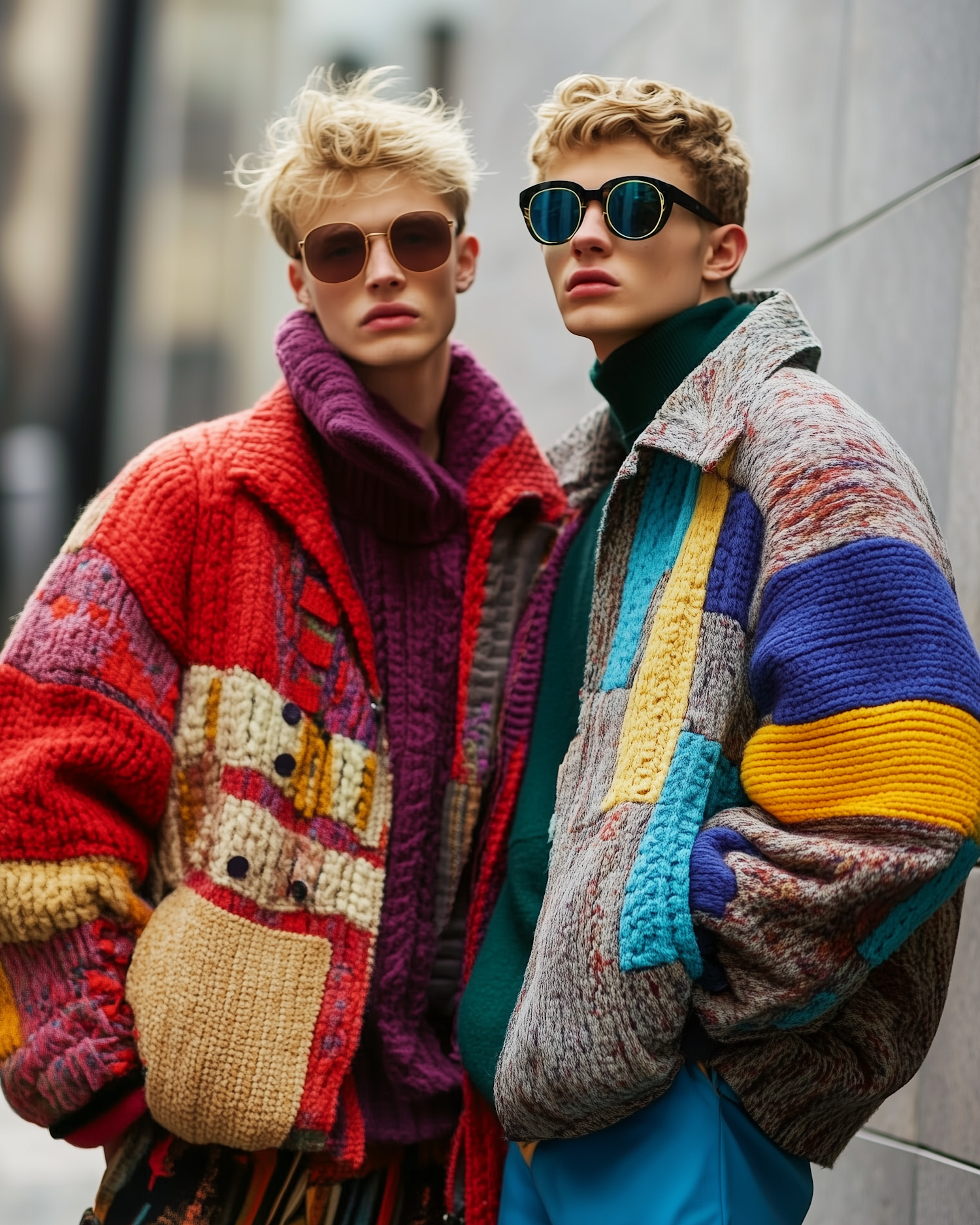 Fashionable Duo in Vibrant Jackets