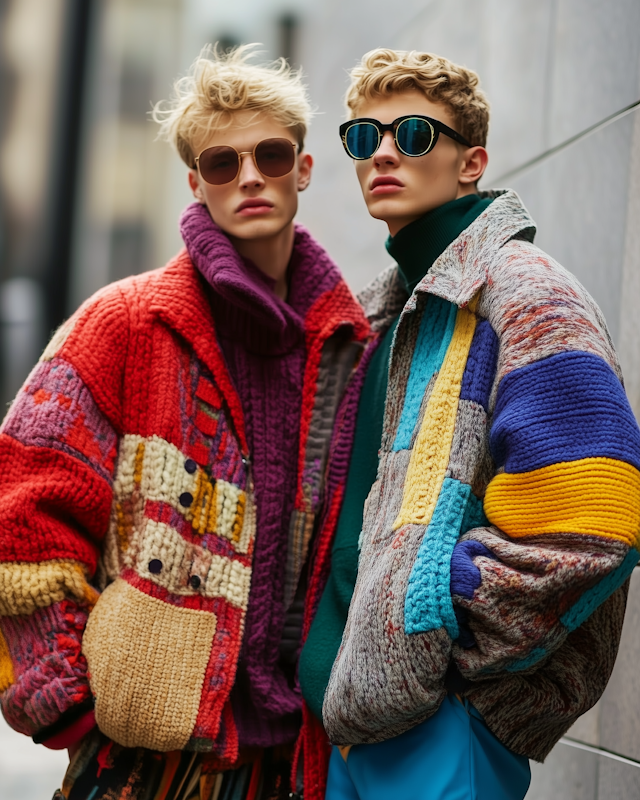 Fashionable Duo in Vibrant Jackets