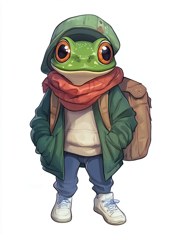 Anthropomorphic Frog in Casual Attire