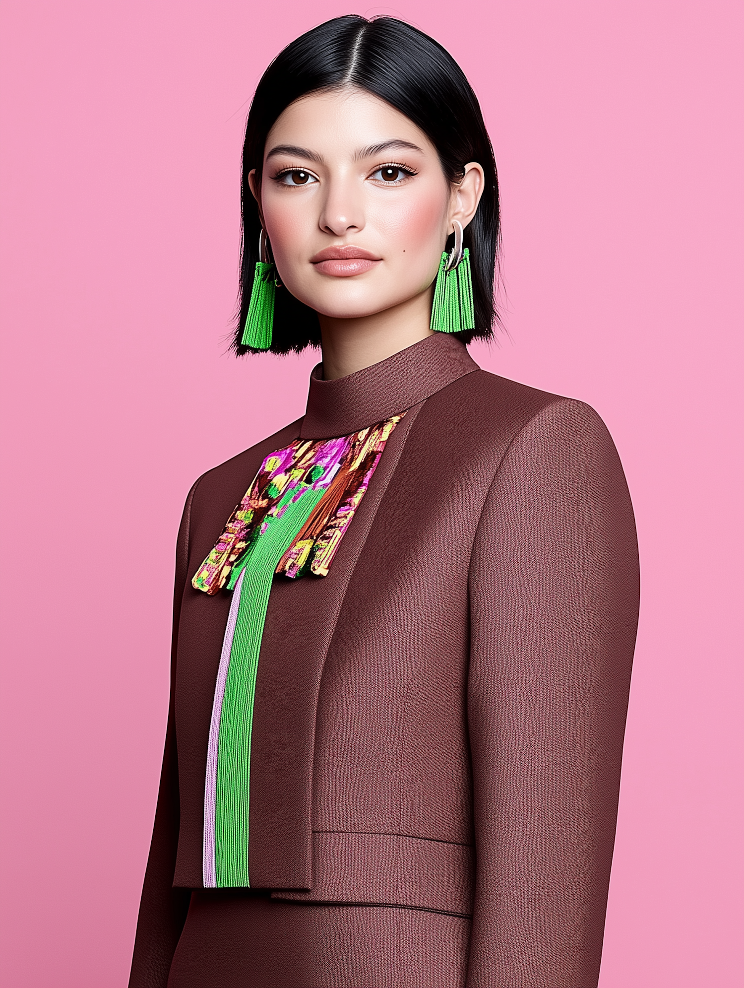 Stylish Woman Against Pink Background