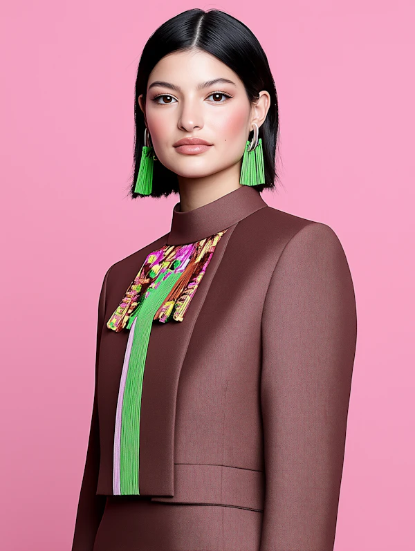Stylish Woman Against Pink Background