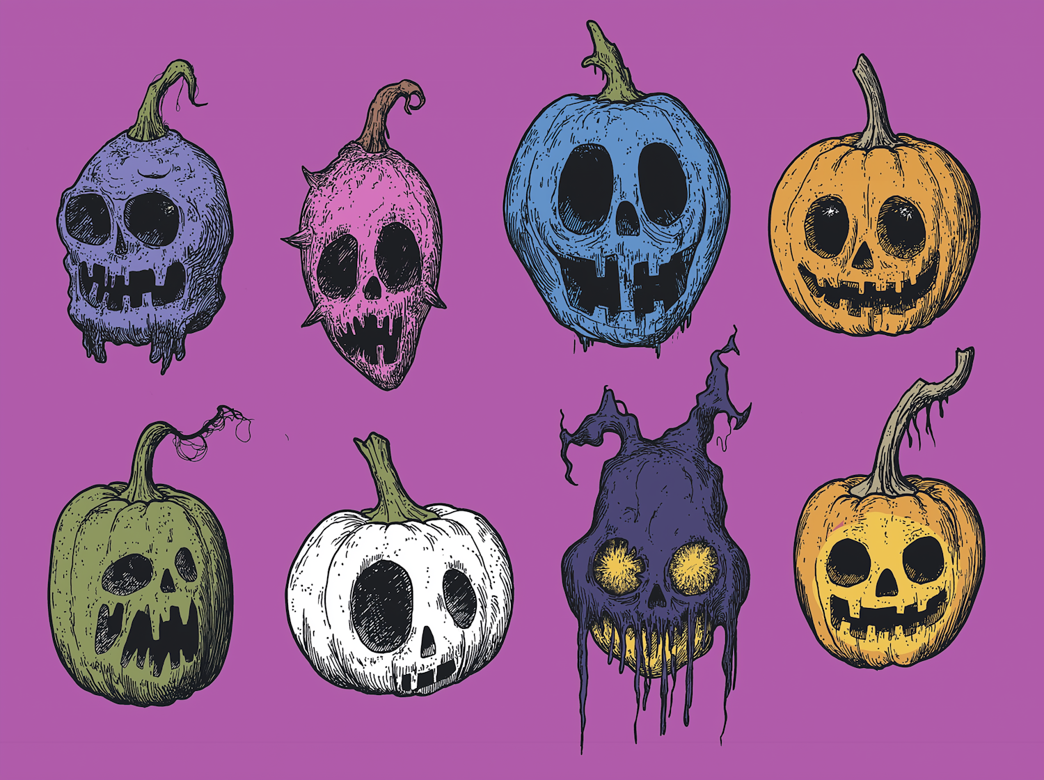 Stylized Halloween Pumpkins