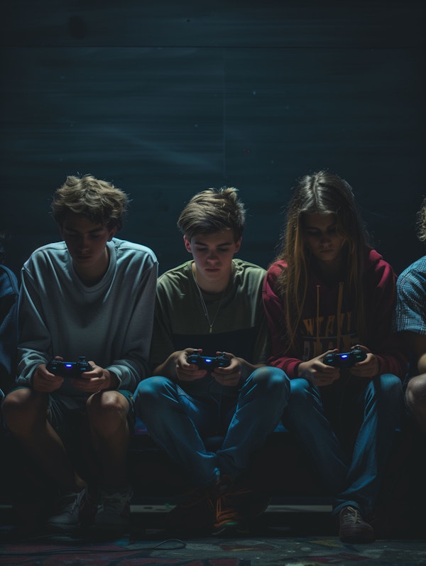 Teenagers Playing Video Games