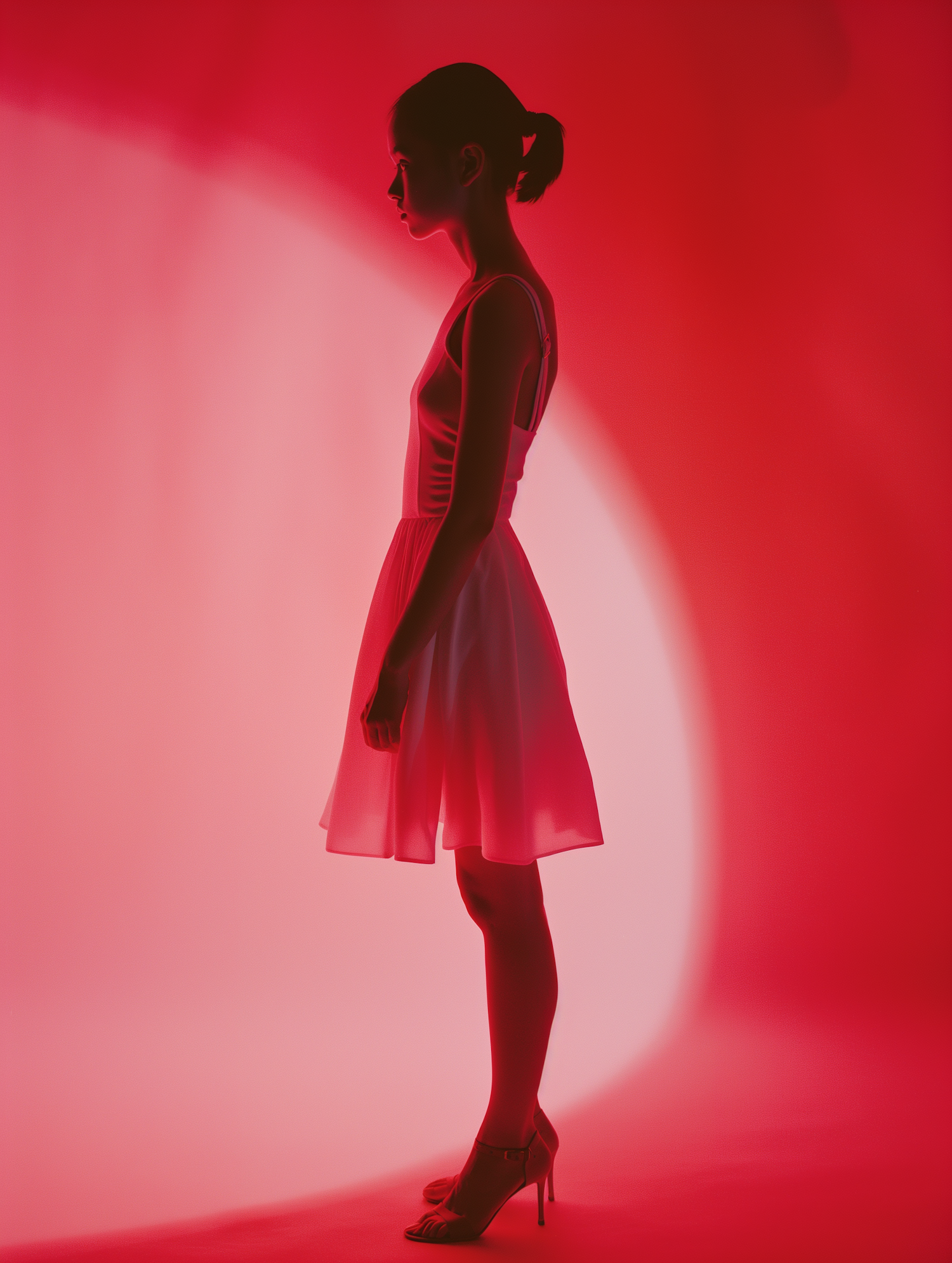 Graceful Silhouette Against Monochromatic Red