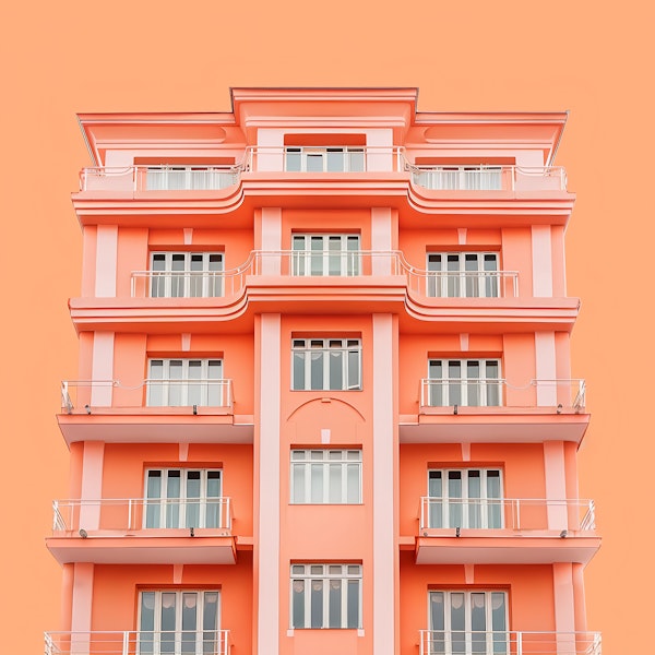 Modern Peach Facade Building