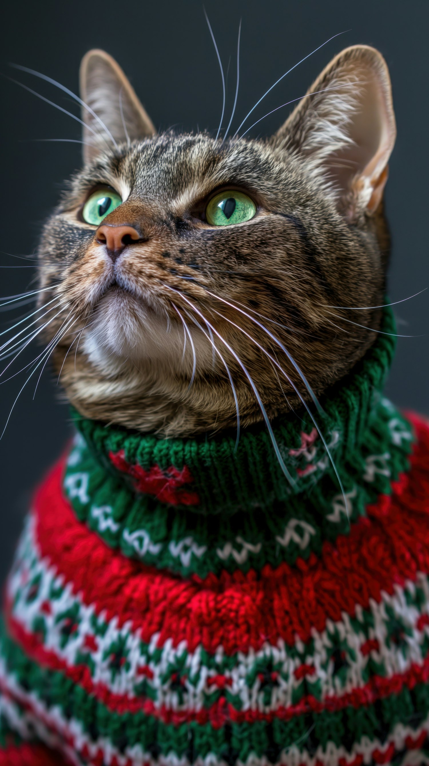 Festive Cat in Knitted Sweater