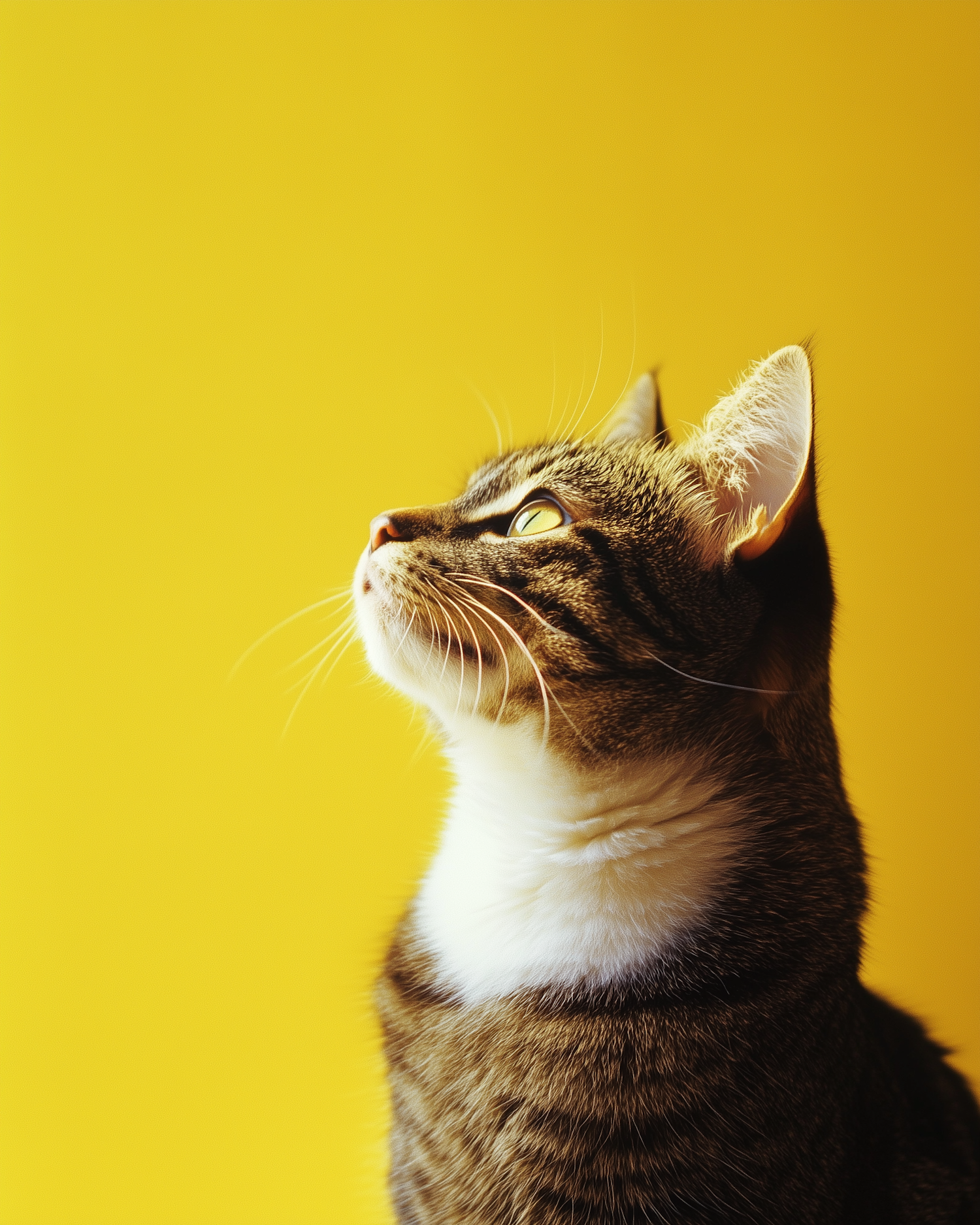 Tabby Cat with Yellow Background