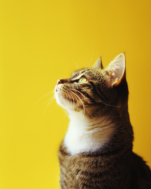 Tabby Cat with Yellow Background