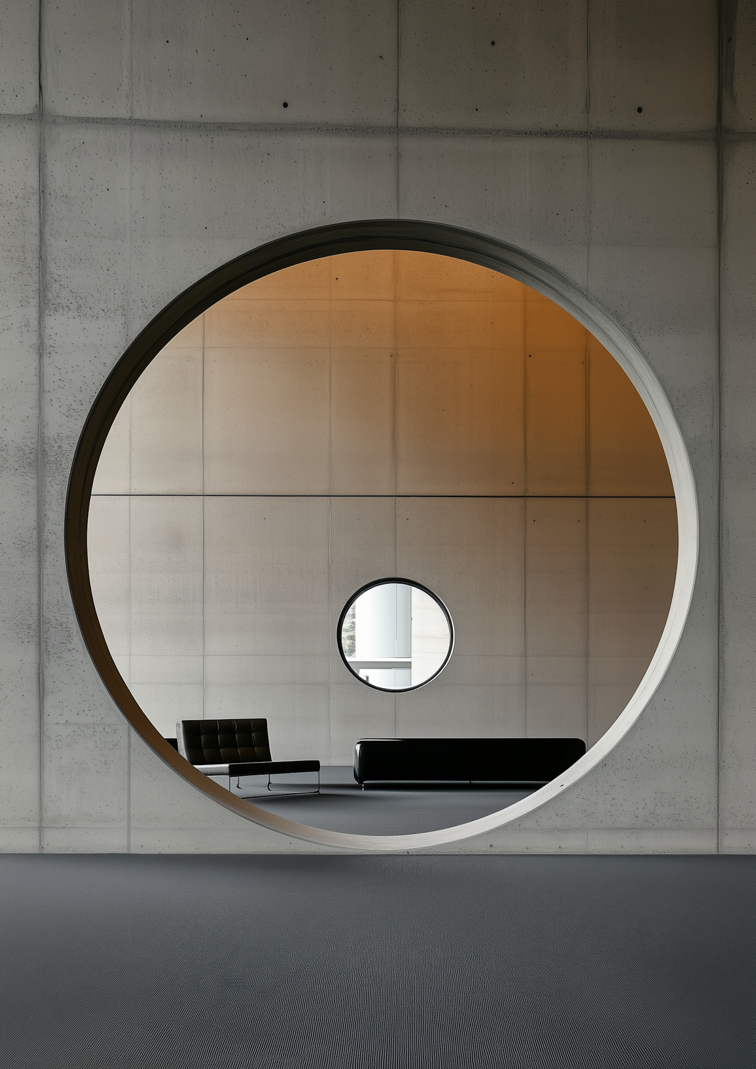 Modern Architectural Interior with Circular Openings