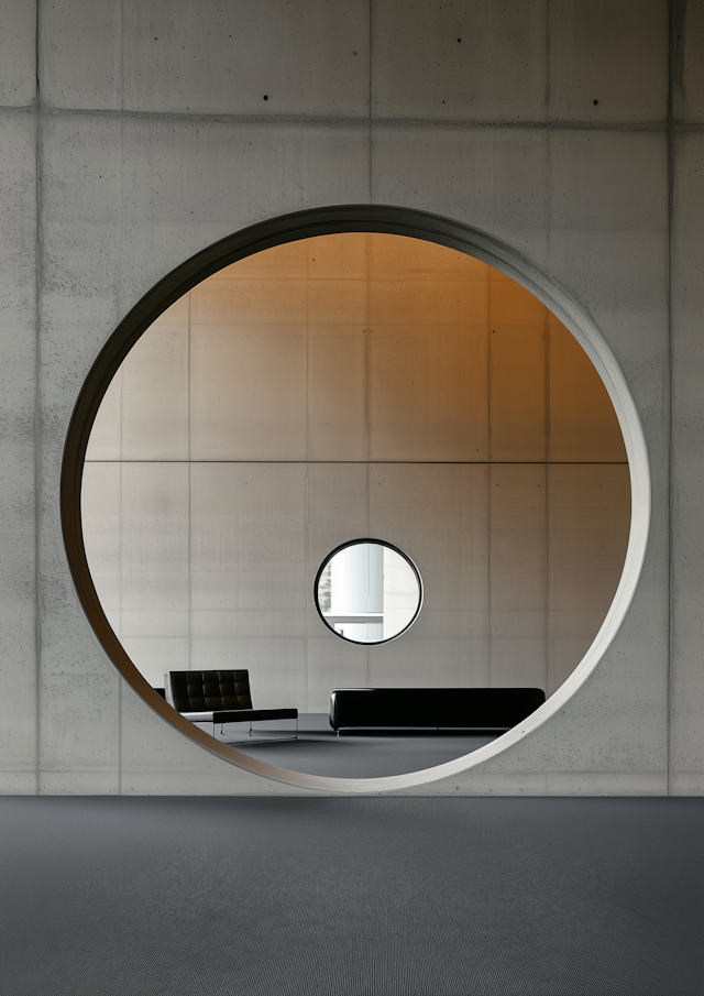 Modern Architectural Interior with Circular Openings