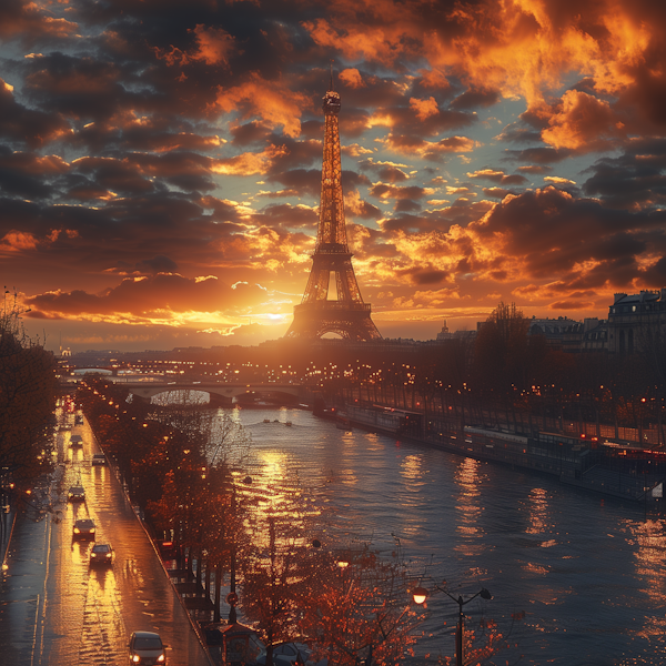 Sunset at Eiffel Tower, Paris