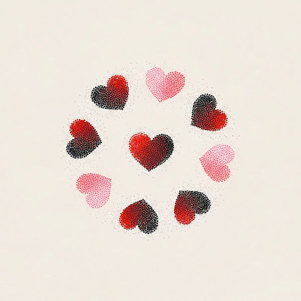 Pointillism Heart Circle