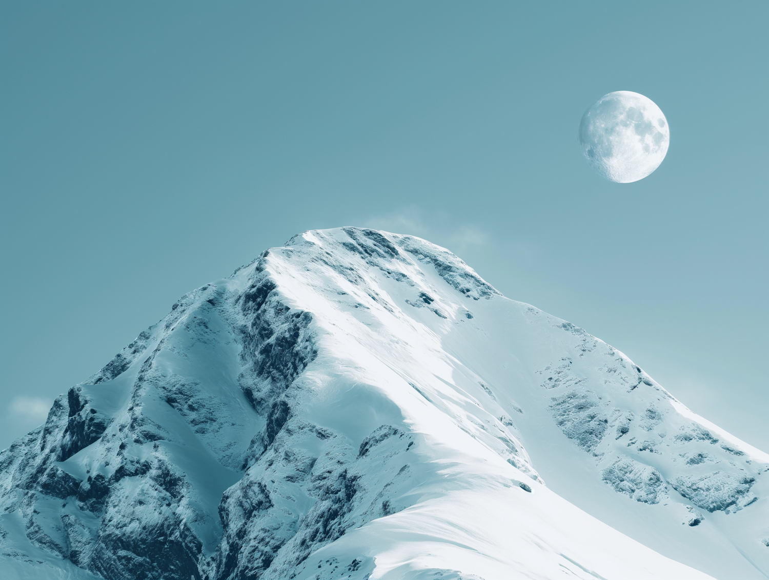 Lunar Serenity Over Snowy Summit