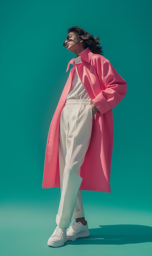 Stylish Woman in Pink Coat