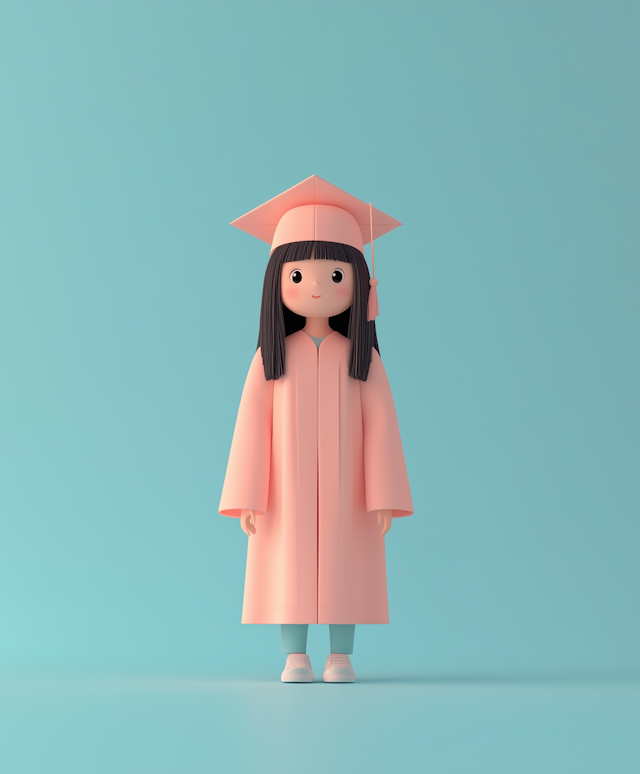 Cartoon Girl in Graduation Attire