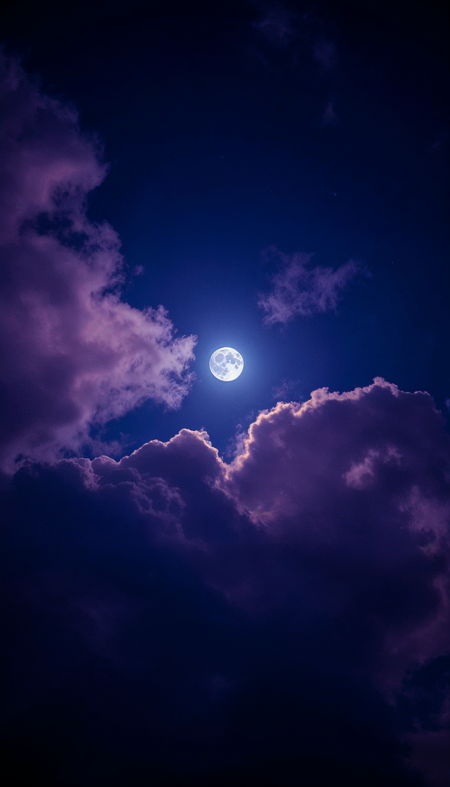 Serene Night Sky with Full Moon